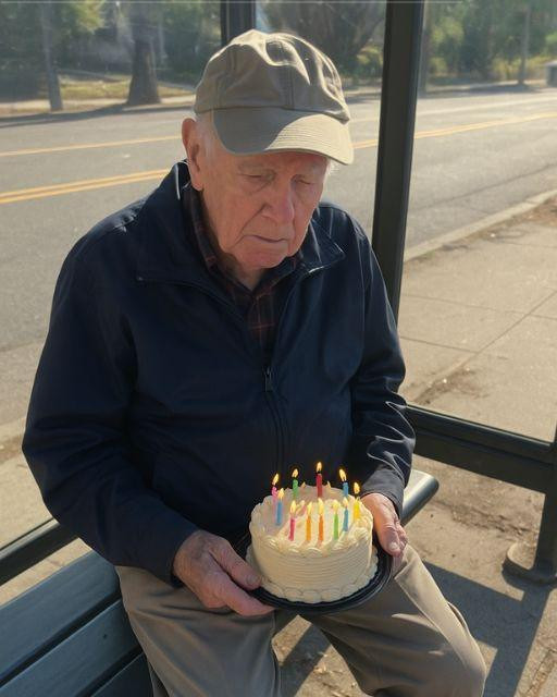 HE BROUGHT HIS OWN CAKE TO THE BUS STOP—HOPING SOMEONE WOULD CARE