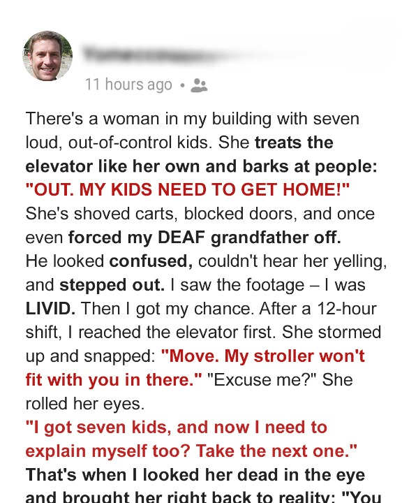 A Mom of 7 DEMANDED My Deaf Grandpa Get Off the Elevator — And What Happened Next Went Viral