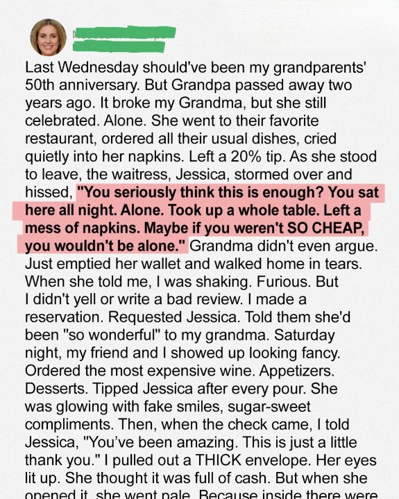 Waitress Mocked My Grandma’s Tip — She Never Expected What I Did Next