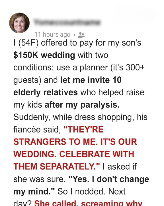 I Was Paying for My Son’s $150K Wedding—Then His Fiancée Banned My Guests